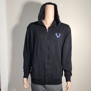 True Religion Black Zip-Up Hoodie